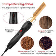 Electric Heating Hair Comb PTC Ceramic Hair Straightener Curler Brush Hair Straight Styler Wet Dry Use - Brialari