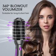 4 in 1 Hair Dryer Brush One-Step Blow Dryer Brush Oval Shape Professional Hot Air Brush;  Ceramic Coating Women Hair Dryer Volumizer Styler for Drying Curling Straightening;  Purple - Brialari