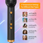 Electric Hair Straightener Brush Straightening Curler Brush Hot Comb 5 Temperature Adjustment 10S Fast Heating - Brialari