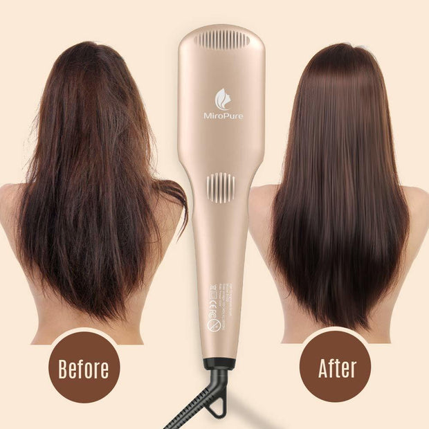 Hair Straightener Brush by MiroPure for Silky Frizz-Free Hair with MCH Heating Technology for Great Styling at Home - Brialari