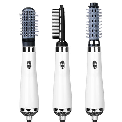 3 In 1 Hot Air Brush One-Step Hair Dryer Comb 3 Interchangeable Brush Combs Volumizer Hair Curler Straightener - Brialari