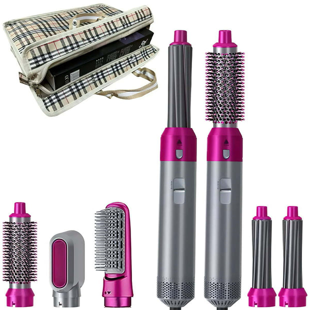 5 in 1 Hair Dryer Brush, Hot Air Brush, Scalp Massager, Curler and Straightener with Travel Bag - Brialari