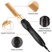 Electric Heating Hair Comb PTC Ceramic Hair Straightener Curler Brush Hair Straight Styler Wet Dry Use - Brialari