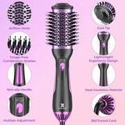 Kinga Hair Dryer Brush Blow Dryer Brush in One Professional 5 in 1 One Step Hot Air Brush Hoot Tools Blowout Brush Hair Dryer and Volumizer 1 Pack (Purple) - Brialari