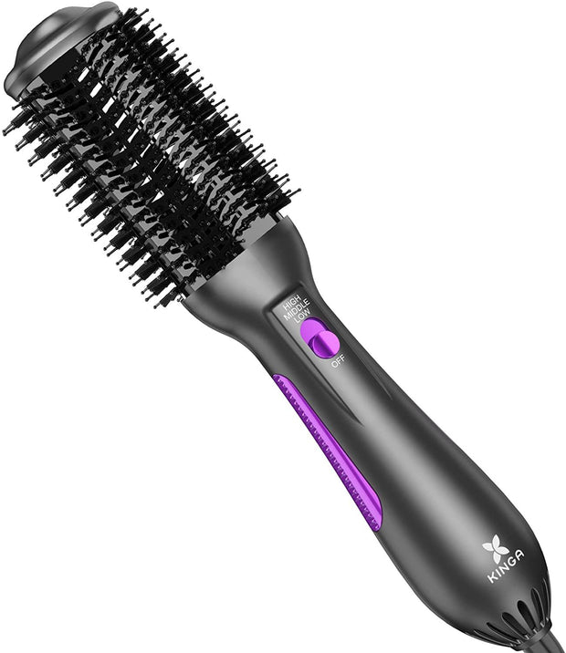 4 in 1 Hair Dryer Brush One-Step Blow Dryer Brush Oval Shape Professional Hot Air Brush;  Ceramic Coating Women Hair Dryer Volumizer Styler for Drying Curling Straightening;  Purple - Brialari