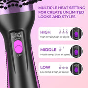 Kinga Hair Dryer Brush Blow Dryer Brush in One Professional 5 in 1 One Step Hot Air Brush Hoot Tools Blowout Brush Hair Dryer and Volumizer 1 Pack (Purple) - Brialari