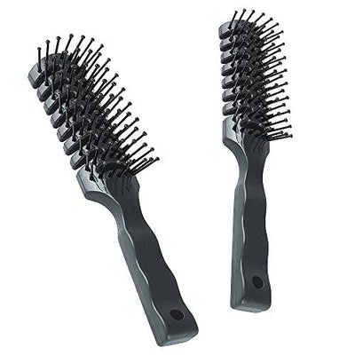 Black Vent Hairbrush 8'; Hard Bristle Brush for Hair Pack of 12; Plastic Hair Brushes for Women and Men; Hair Brush for Thick Hair; Brushes for Hair with Rounded Rubber Tips - Brialari