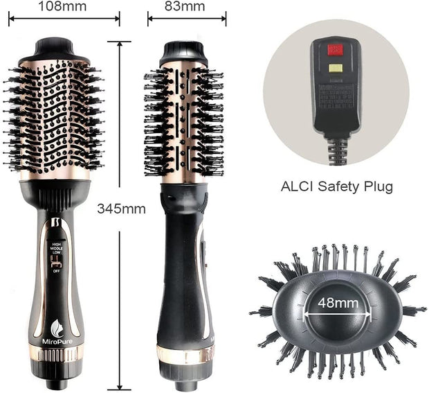 Hair Dryer Brush, MiroPure Hot Air Brush One Step Hair Dryer & Volumizer Brush Blow Dryer Styler for Straightening, Curling, Salon Negative Ion Blow Dryer Brush Rose Gold - Brialari