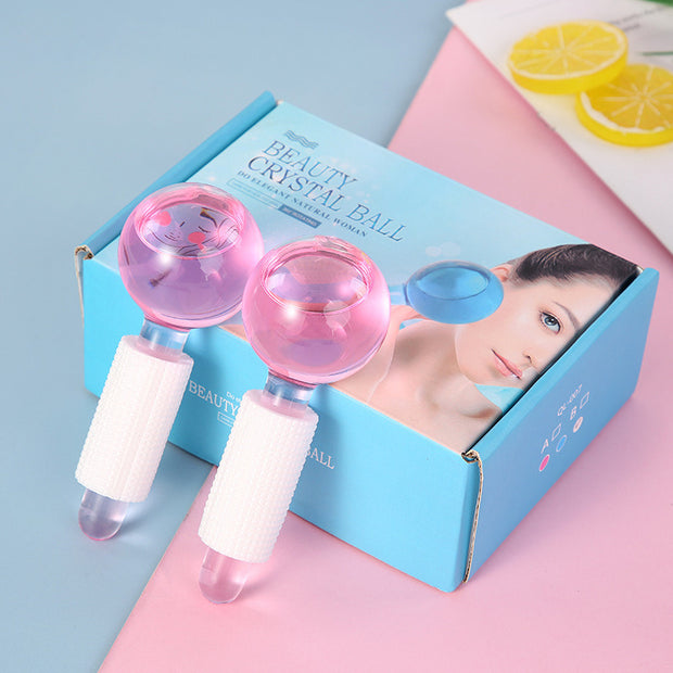 2Pcs/Box Beauty Ice Therapy Face Massage Ball Cool Compress Globes Hockey Facial Massager Crystal Glasses Ball Skin Care Tools - Brialari