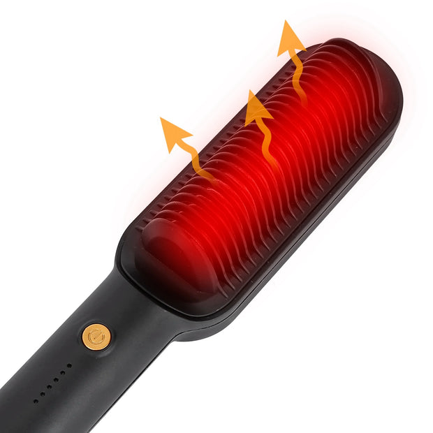 Electric Hair Straightener Brush Straightening Curler Brush Hot Comb 5 Temperature Adjustment 10S Fast Heating - Brialari