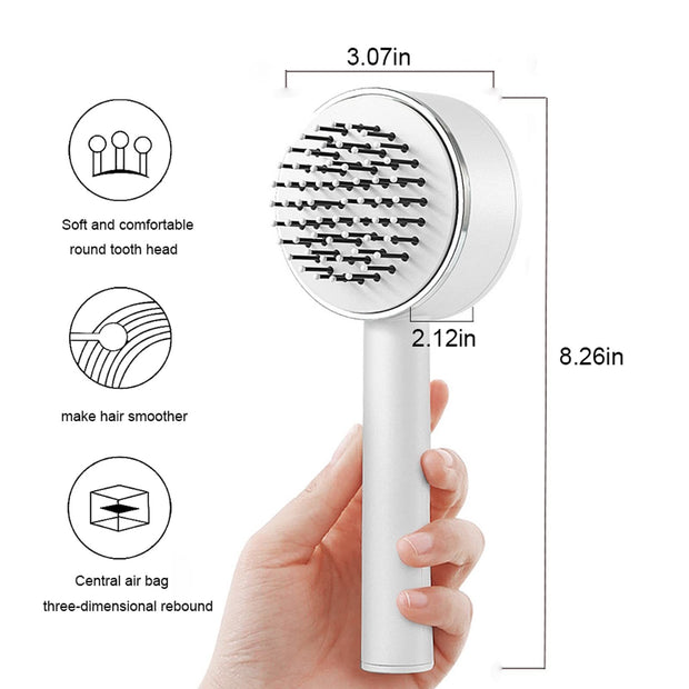 One-key Self-cleaning Hair Brush For Women Curly Hair Brush Anti-Static Airbag Massage Comb Airbag Massage Scalp Comb Professional Detangling One-key Self-cleaning - Brialari