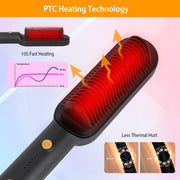 Electric Hair Straightener Brush Straightening Curler Brush Hot Comb 5 Temperature Adjustment 10S Fast Heating - Brialari