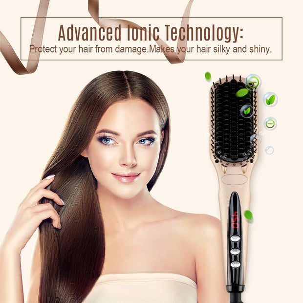 Hair Straightener Brush by MiroPure for Silky Frizz-Free Hair with MCH Heating Technology for Great Styling at Home - Brialari